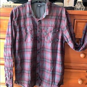 Vans plaid button up gray and burgundy XXL.